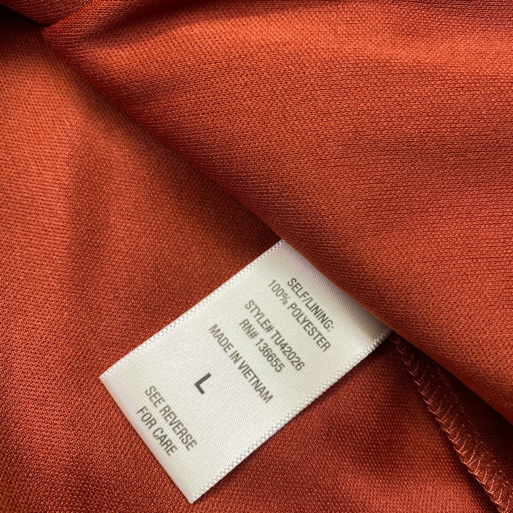 West K Jessica Rust Orange Floral Ditsy Print Tie Neck Bell Sleeve Blouse Sz L‎ - Picture 6 of 8